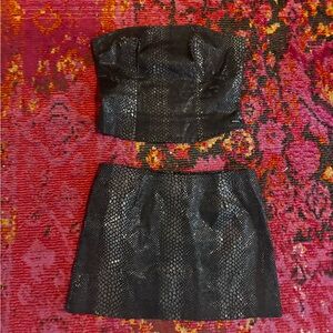 vintage GUESS snakeskin metallic corset and mini skirt
